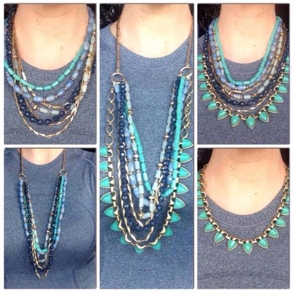 Stella & Dot Sutton Necklace – Blue, Green & Gold - Picture 2 of 9